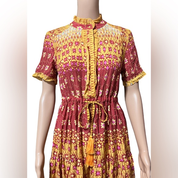 Free People Rare Feelings XS Maxi Dress Goldenrod Orange Peasant Prairi… - Picture 9 of 16